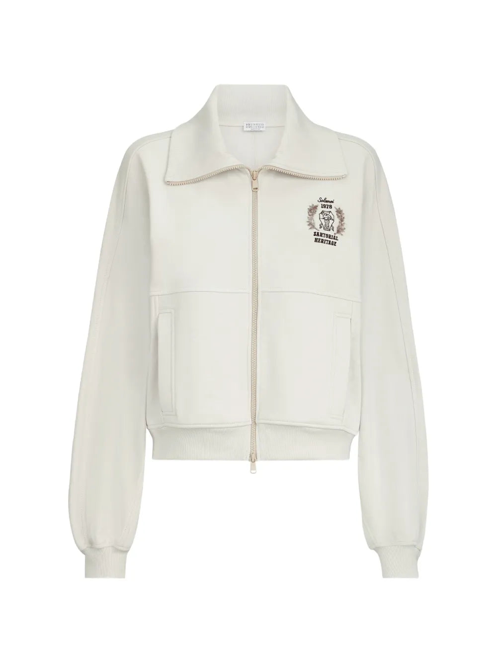 cotton smooth French terry sweatshirt with zip and embroidered logo