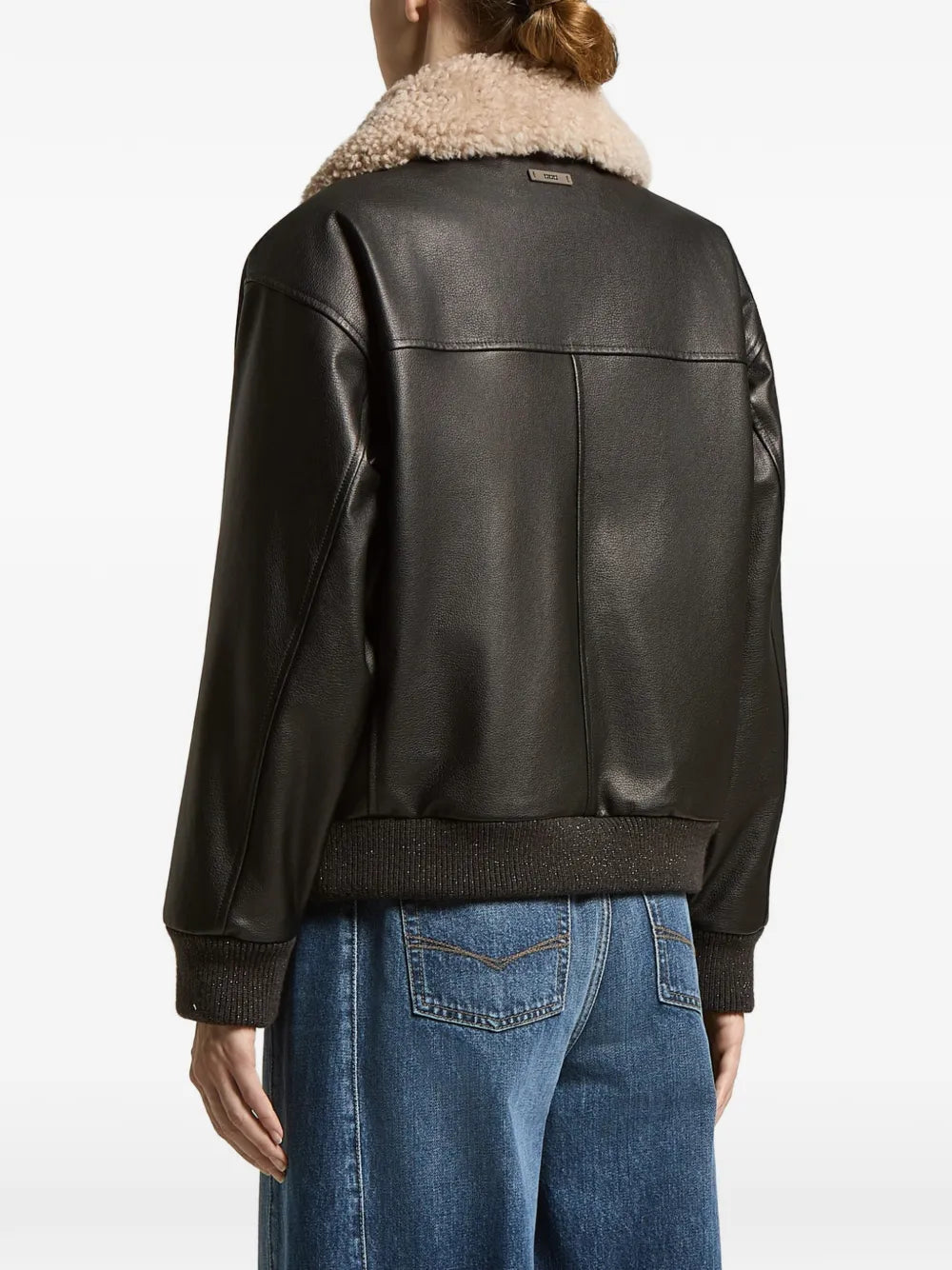 shearling-collar bomber jacket