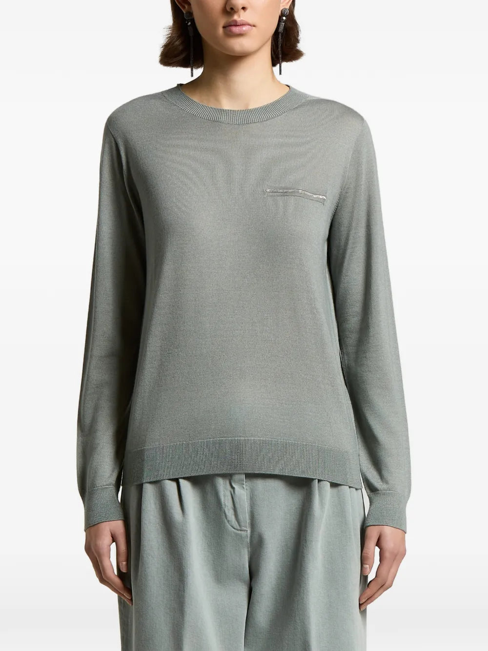 embellished-pocket sweater