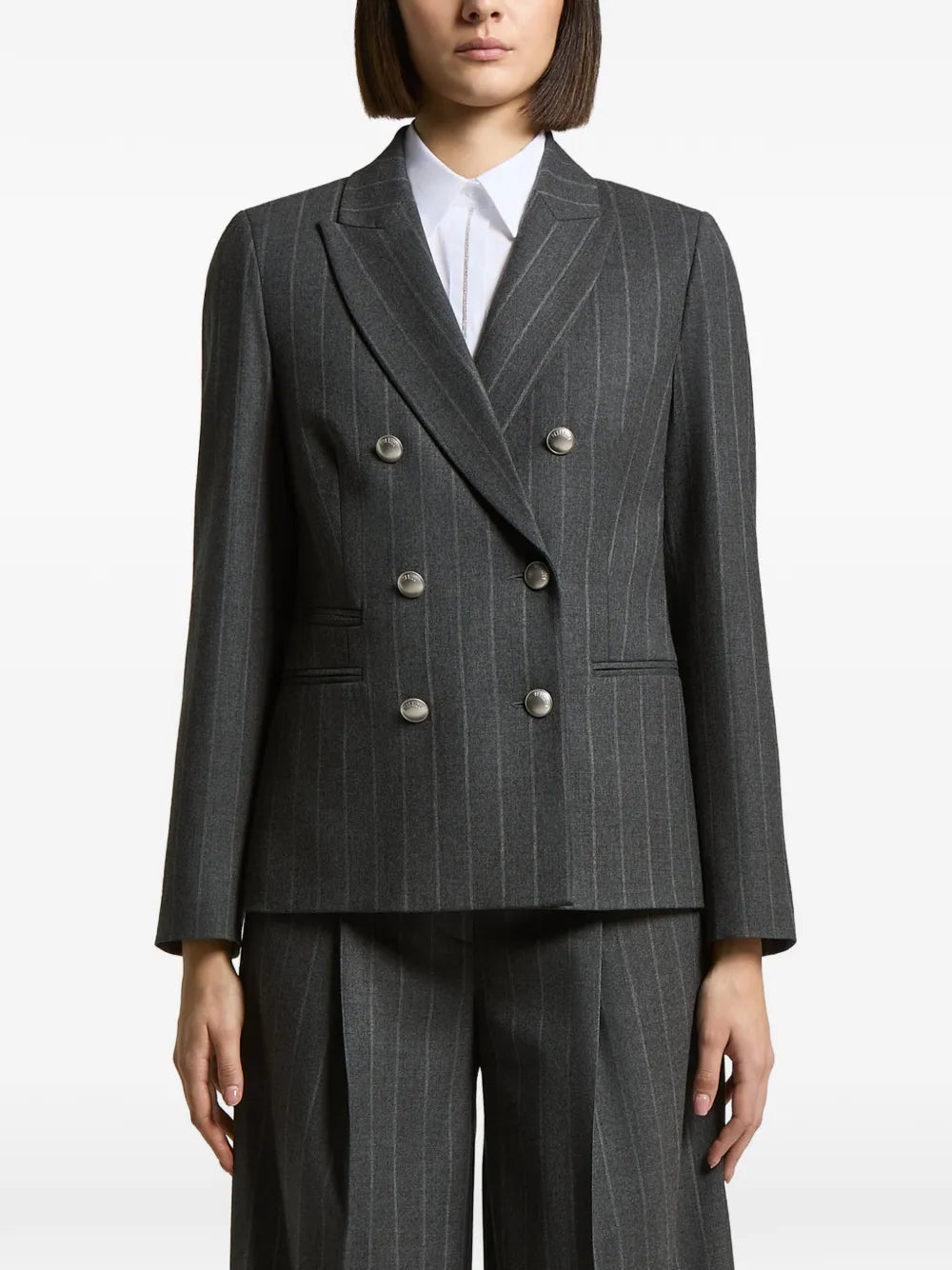 pinstripe double-breasted jacket