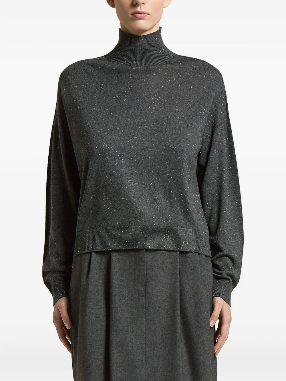 flecked high-neck jumper