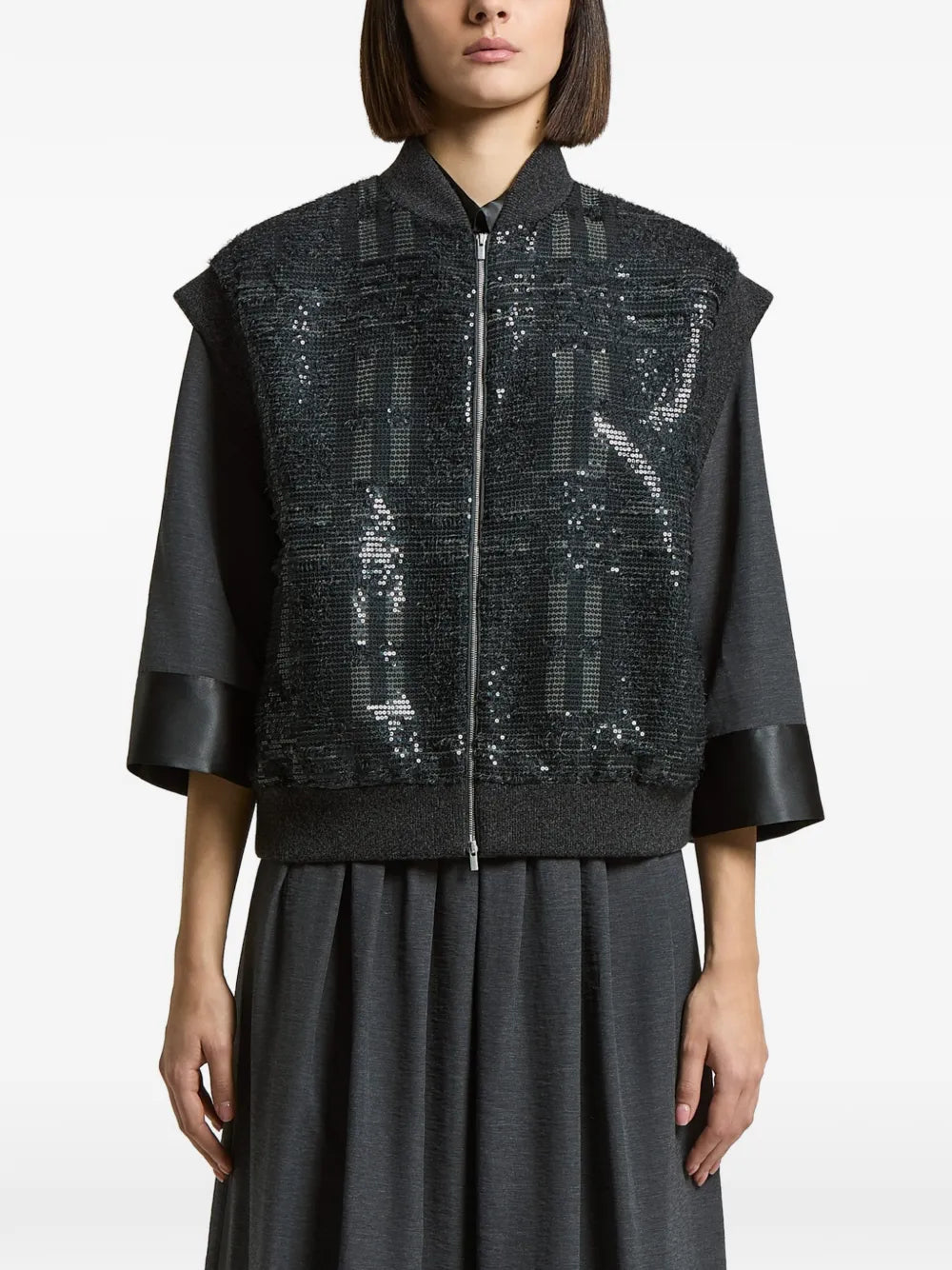 sequin-embellished sleeveless jacket