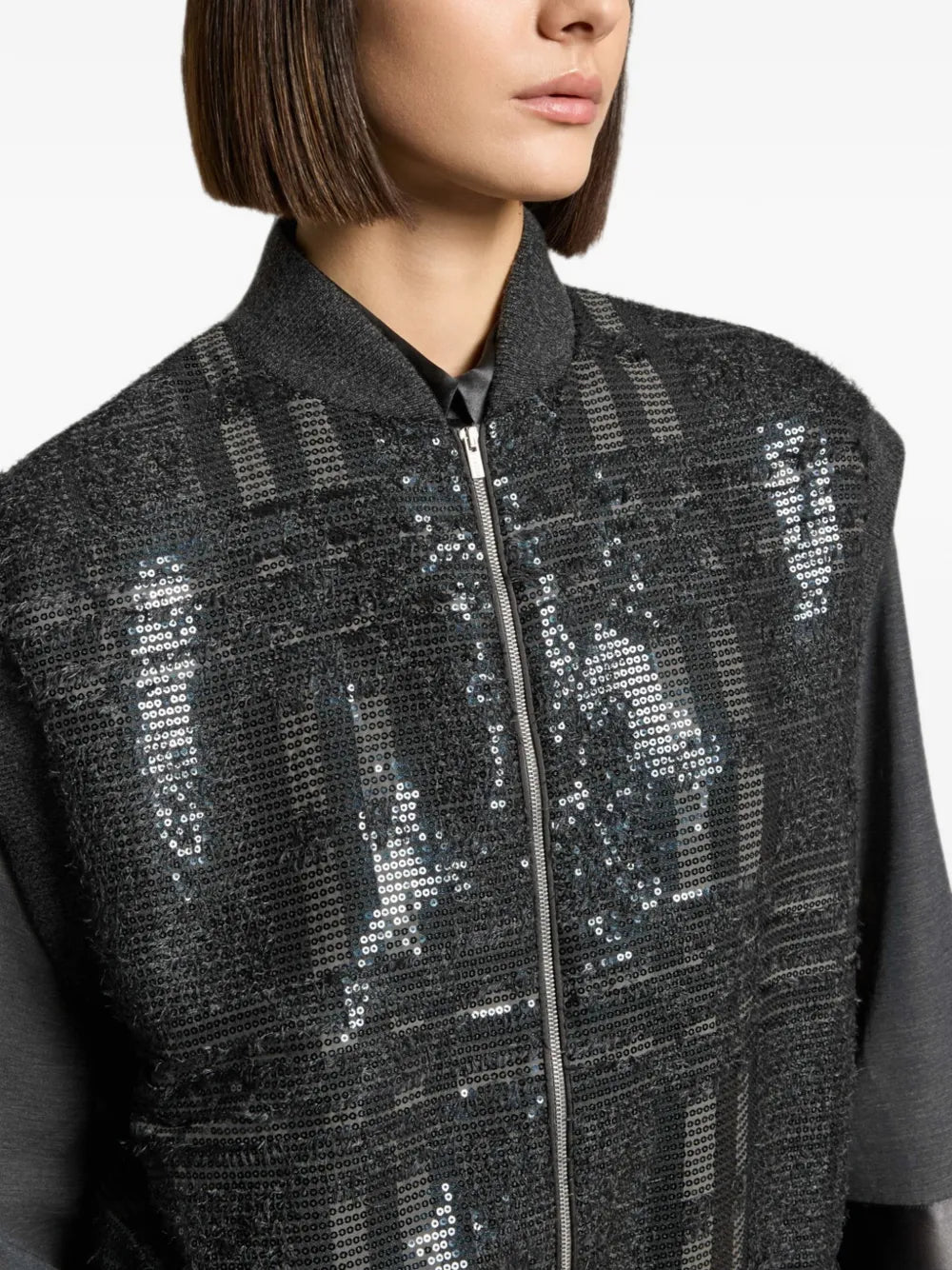 sequin-embellished sleeveless jacket