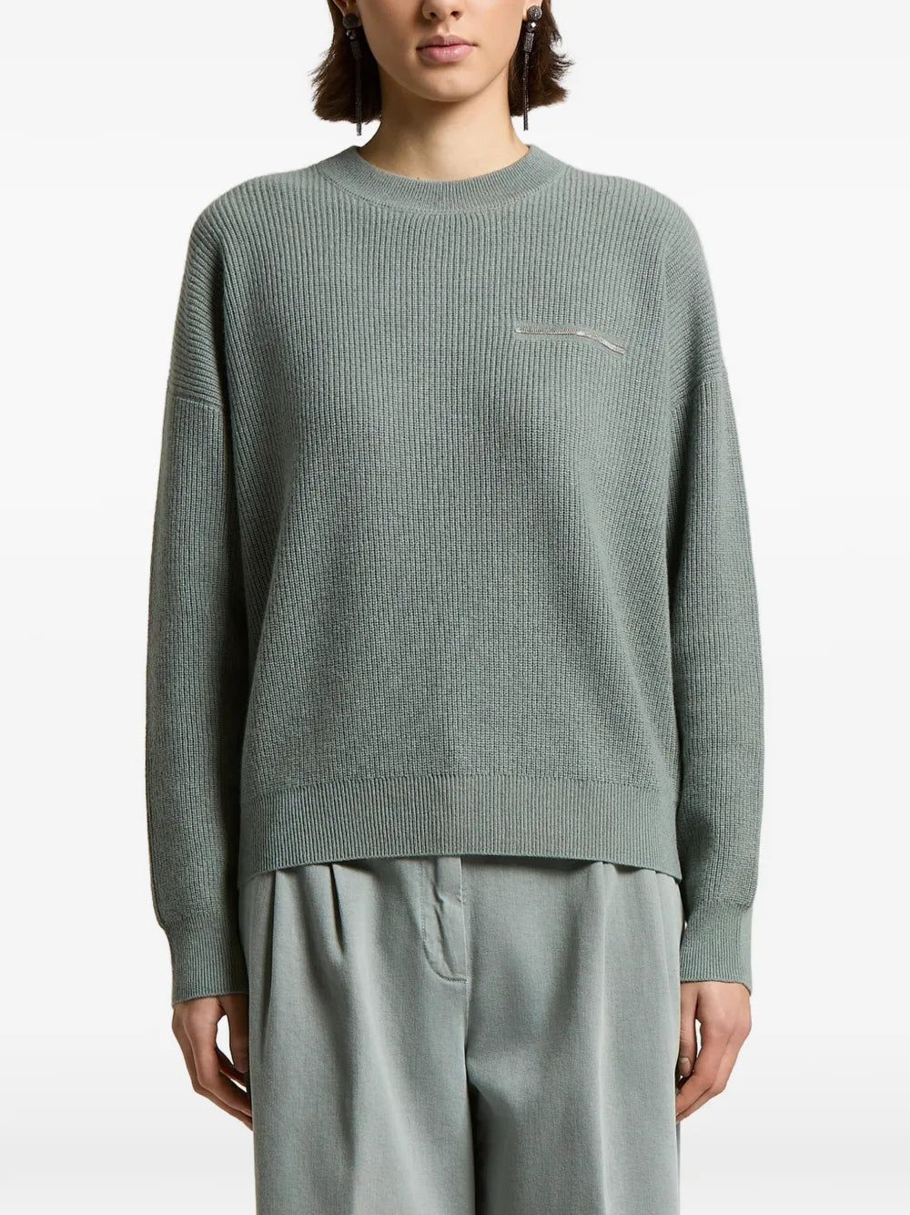 ribbed-knit chain-detail jumper