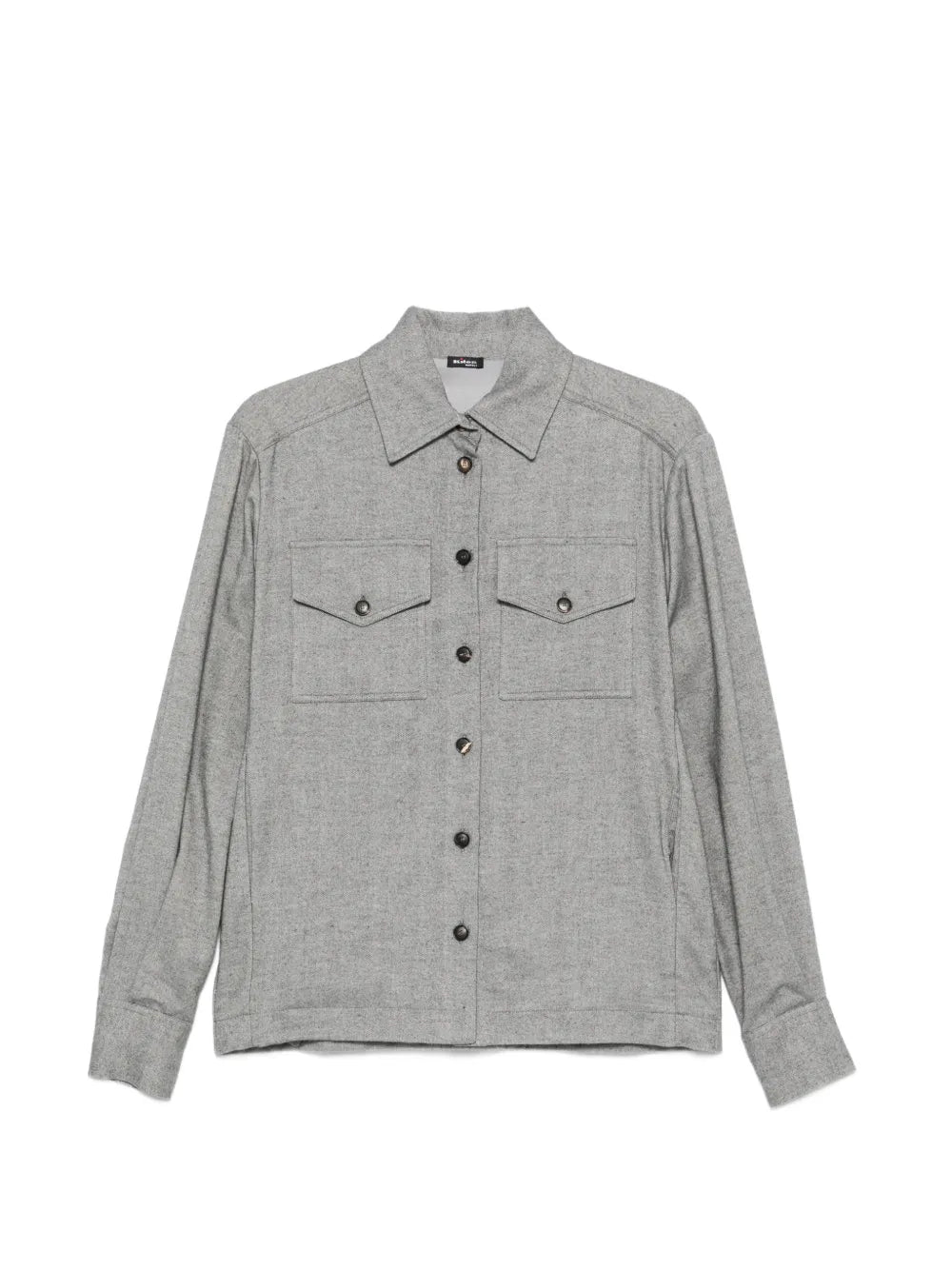 herringbone-pattern flap-pocket shirt