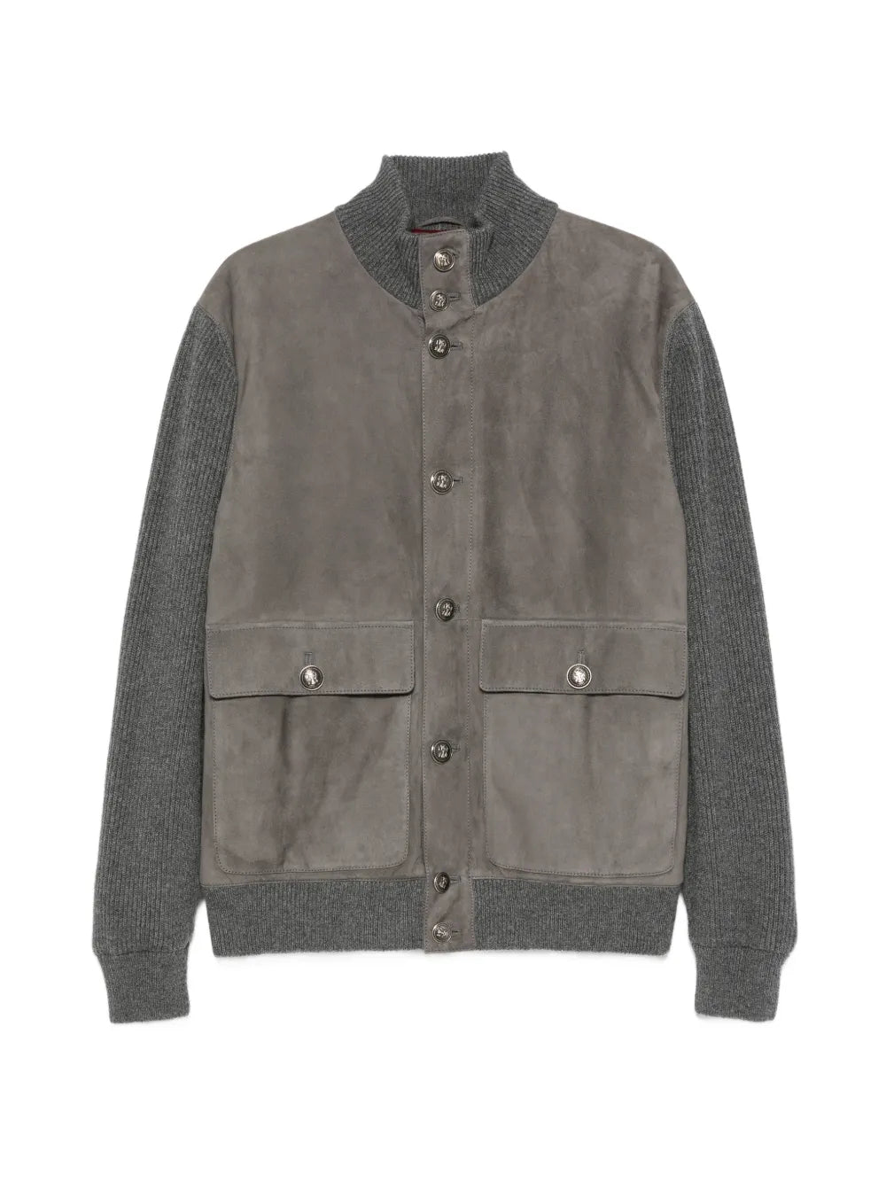 suede-panel ribbed jacket