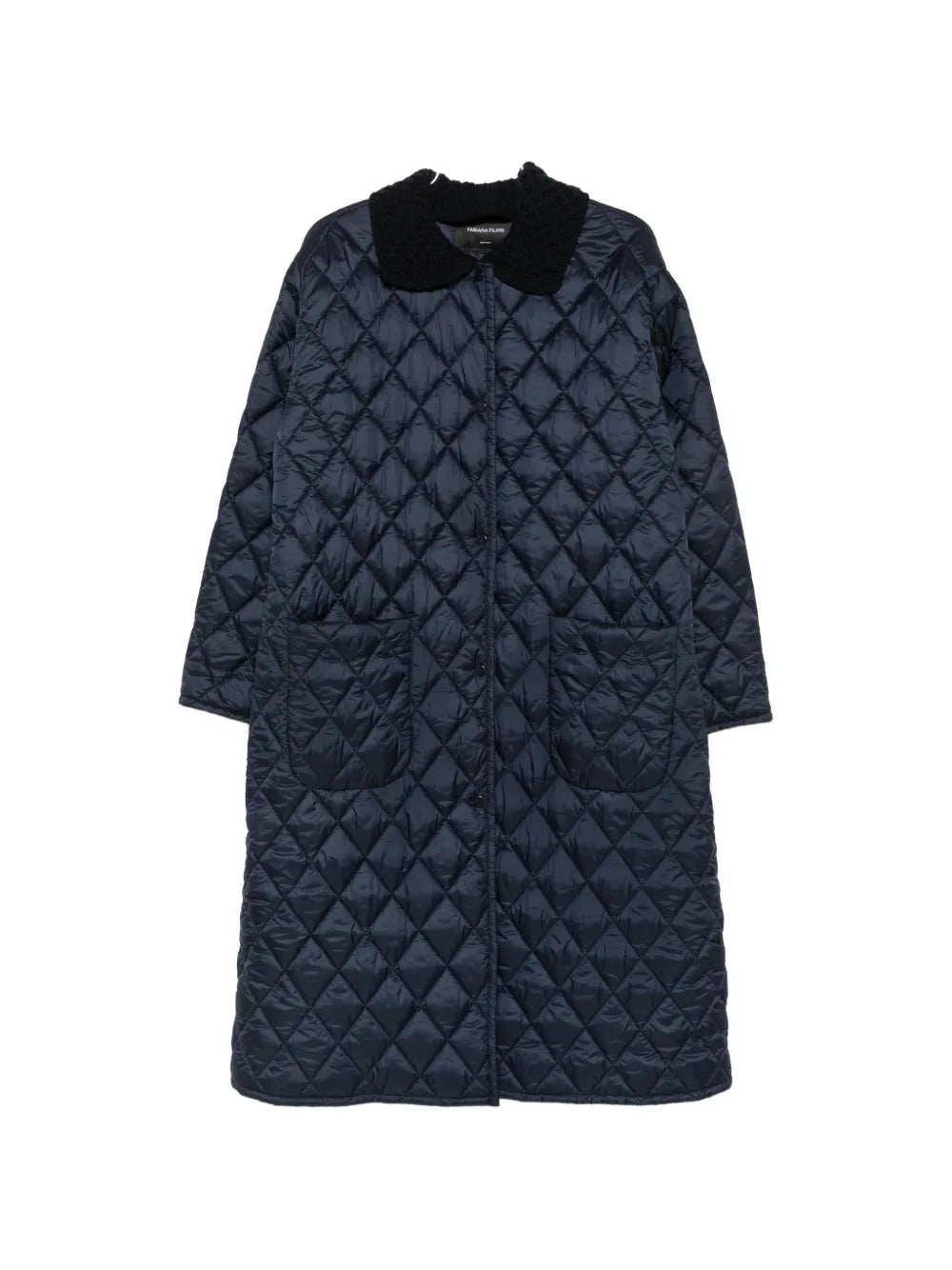 quilted contrast-collar coat