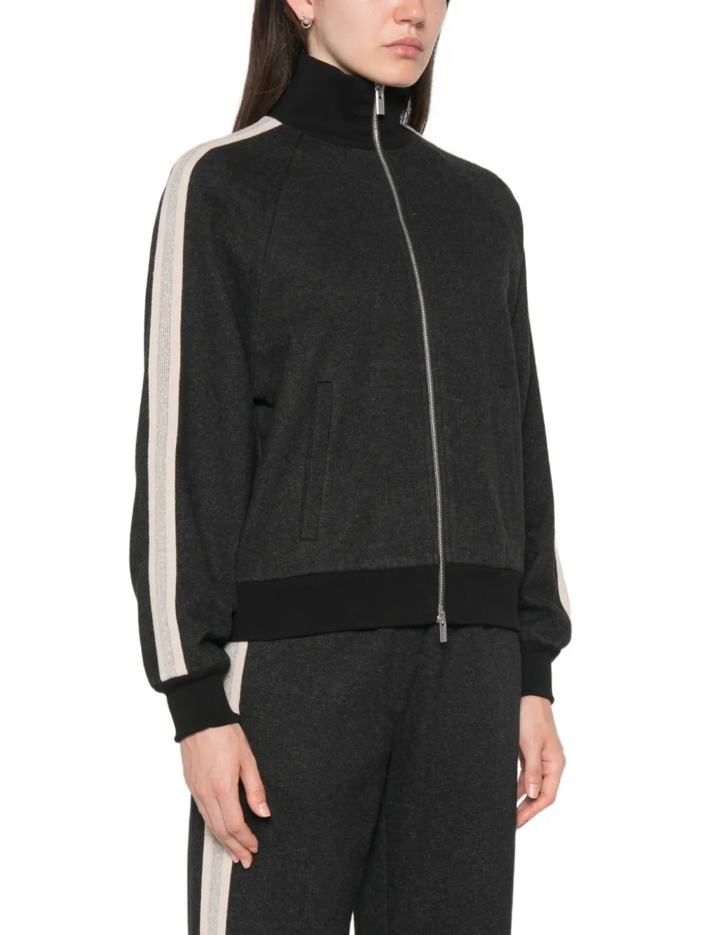 side-stripe zip-fastening sweatshirt