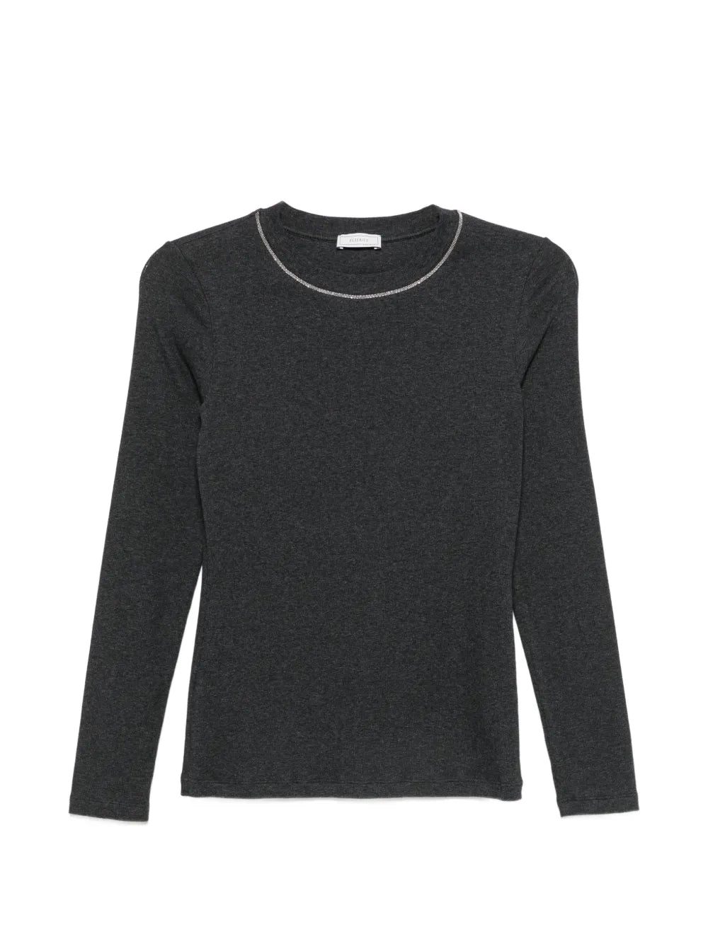embellished-neck long-sleeve T-shirt