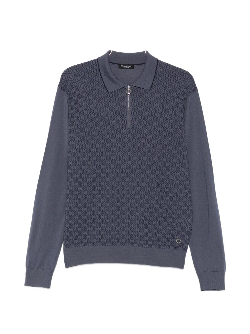 geometric-pattern zip-fastening polo shirt