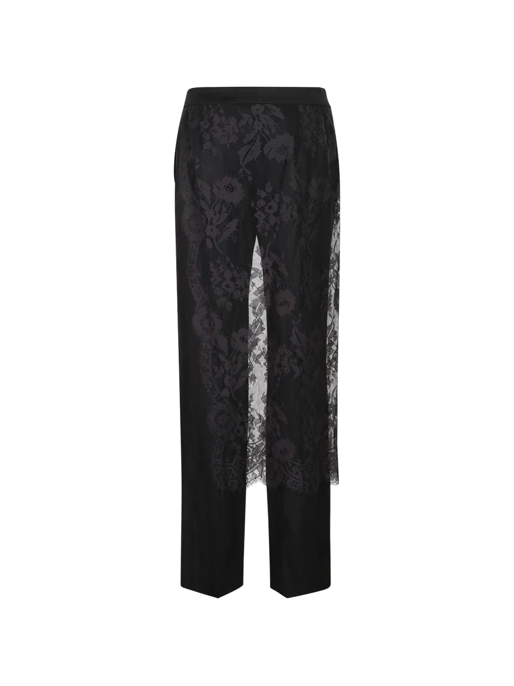 lace-overlay trousers