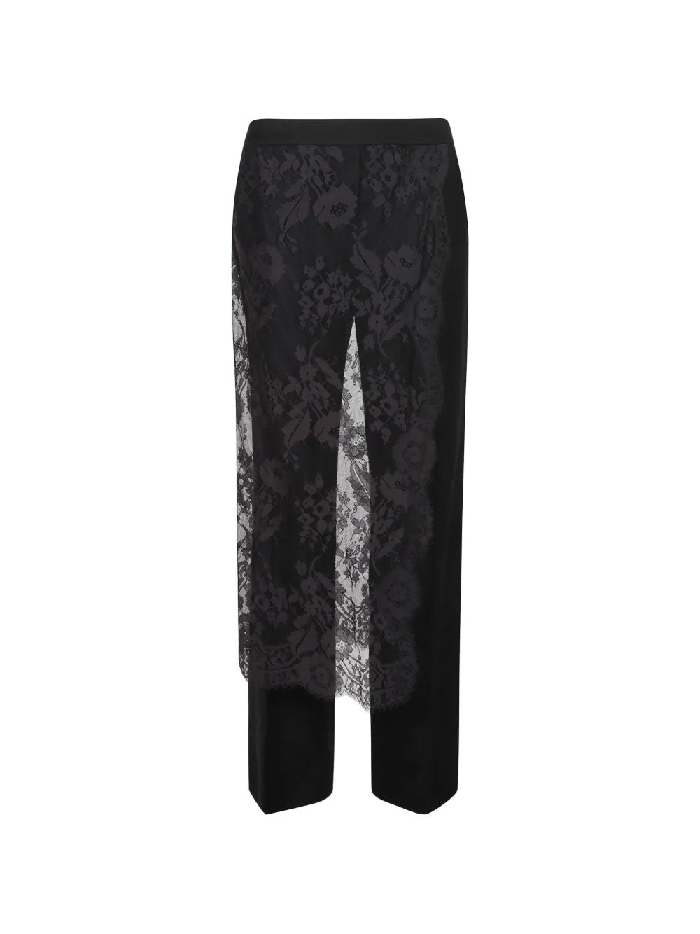 lace-overlay trousers