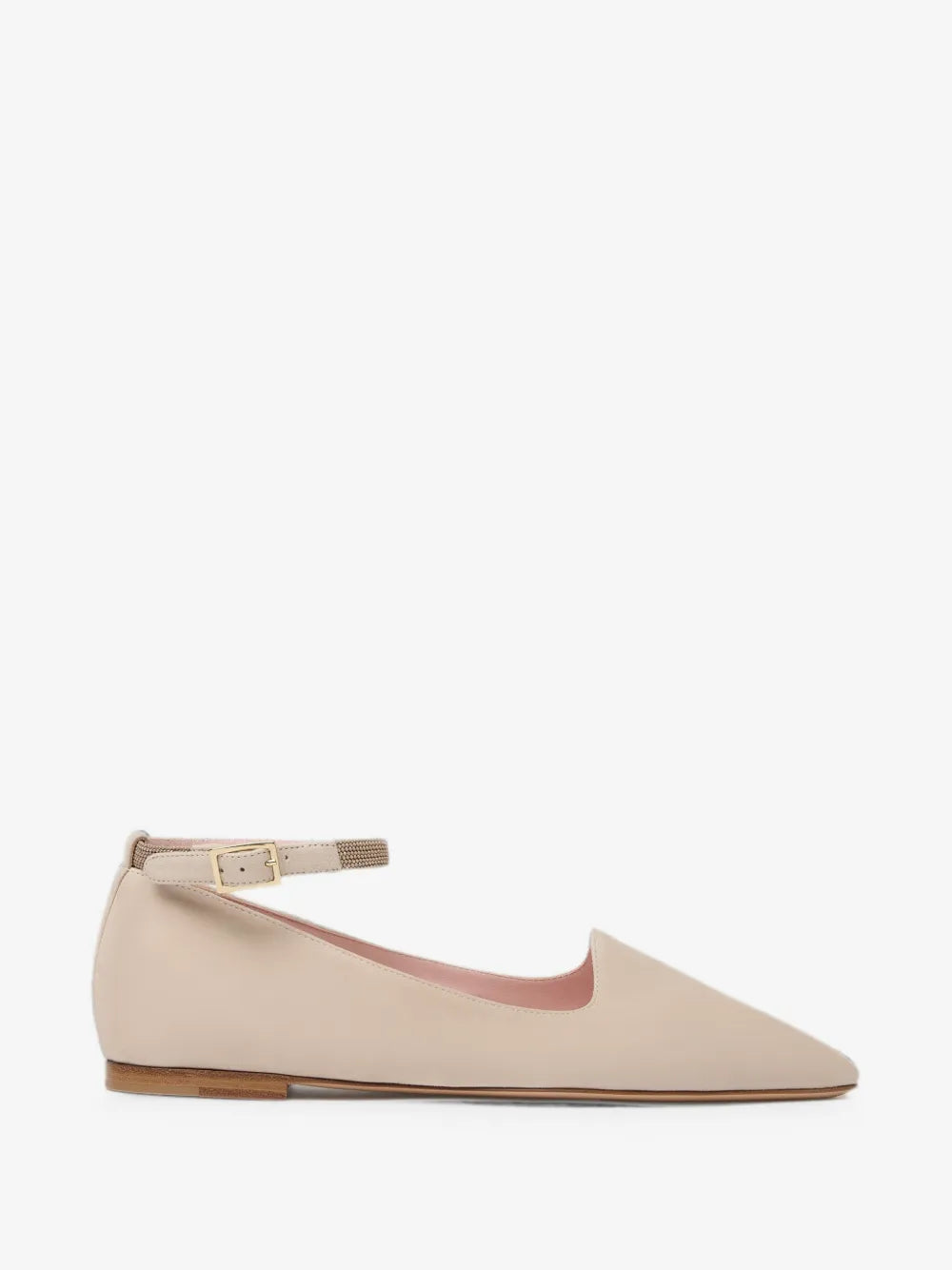 beaded-strap pointed-toe ballet flats