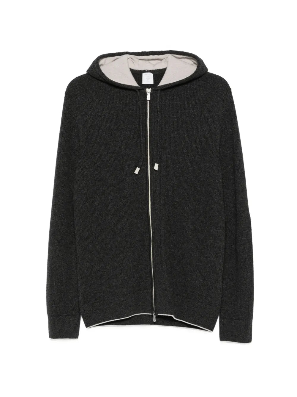 ribbed-knit zip-up hoodie