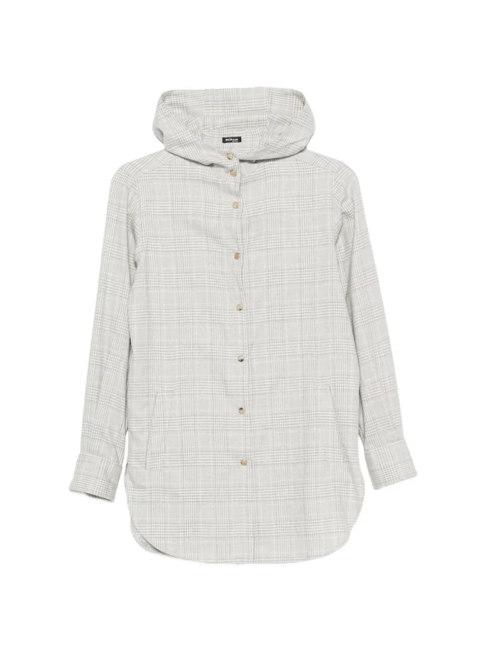 Prince of Wales check hooded shirt
