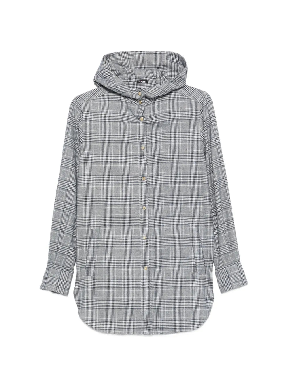 check-pattern hooded shirt