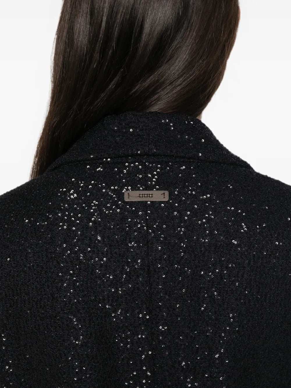 sequin-embellished shawl-lapel blazer
