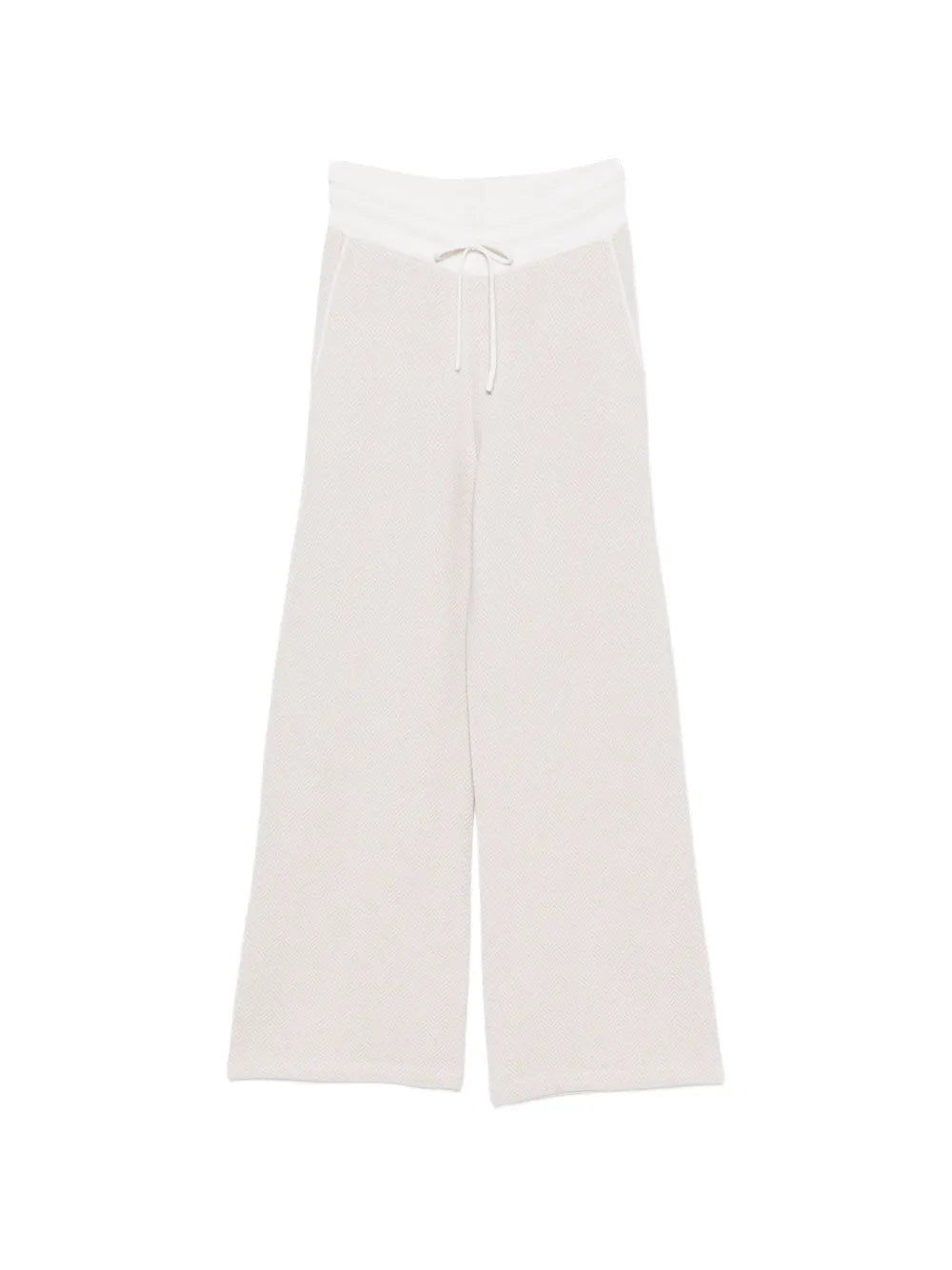 herringbone-knit drawstring straight trousers