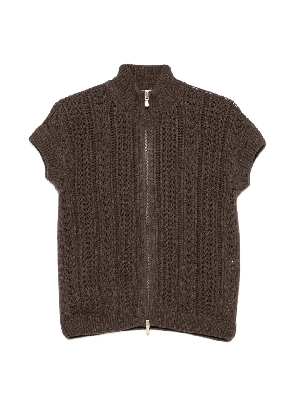 pointelle-knit sleeveless cardigan