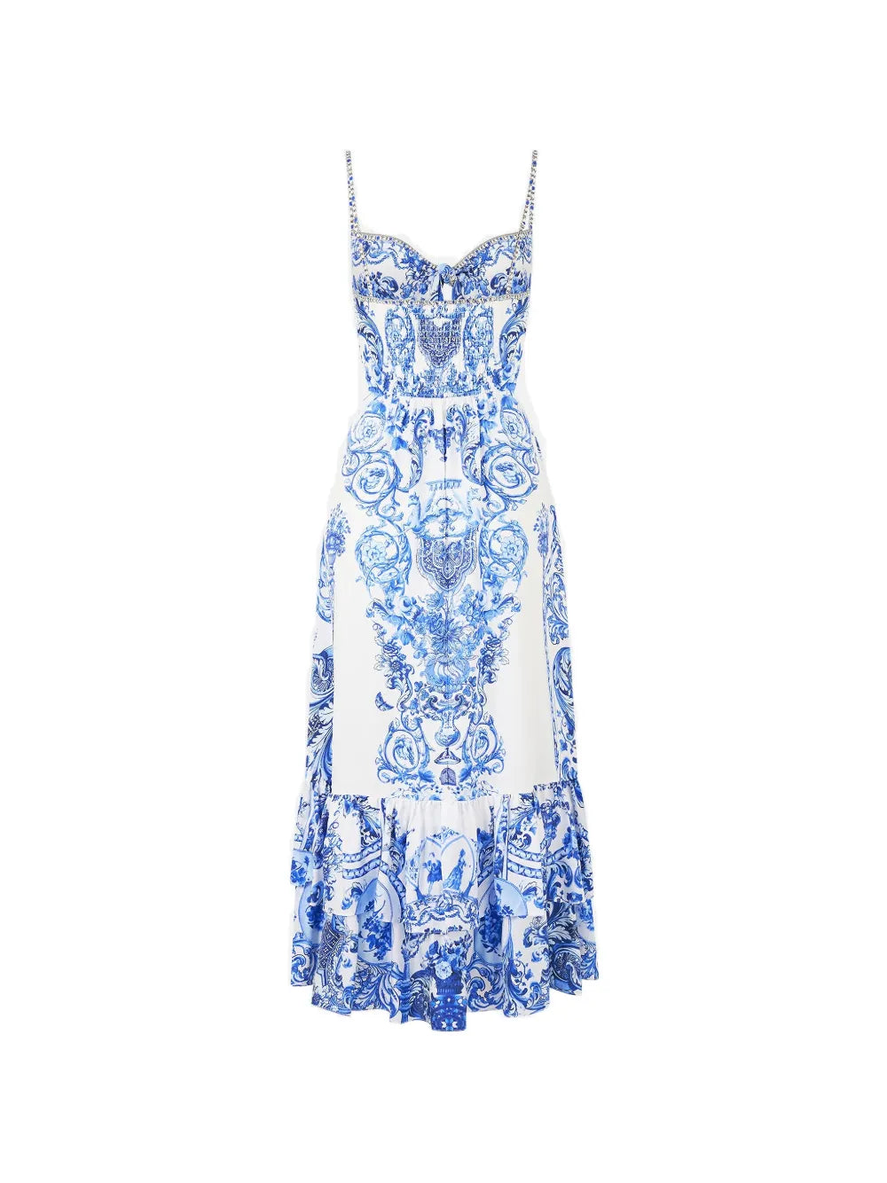ruffle-hem tie-front dress