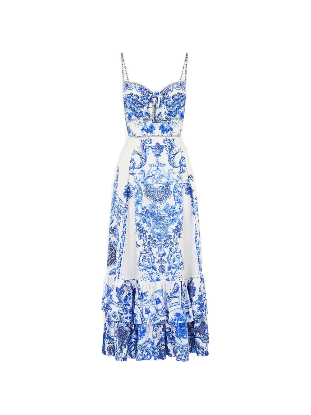 ruffle-hem tie-front dress
