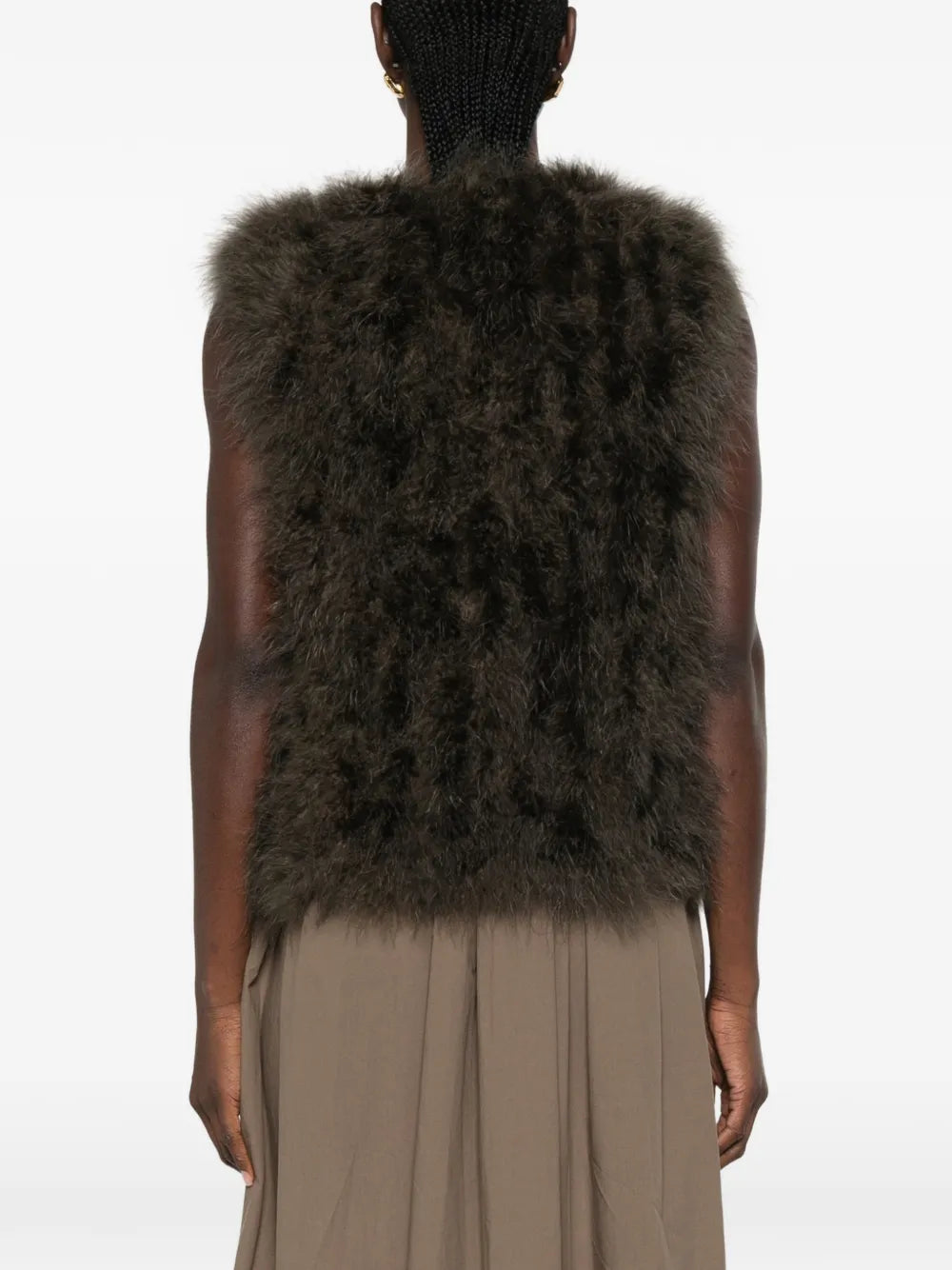 feather-trim gilet