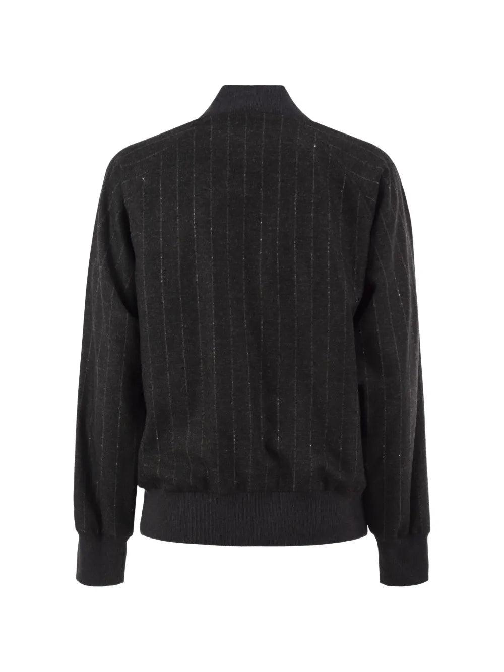 pinstripe sequin-crest bomber jacket