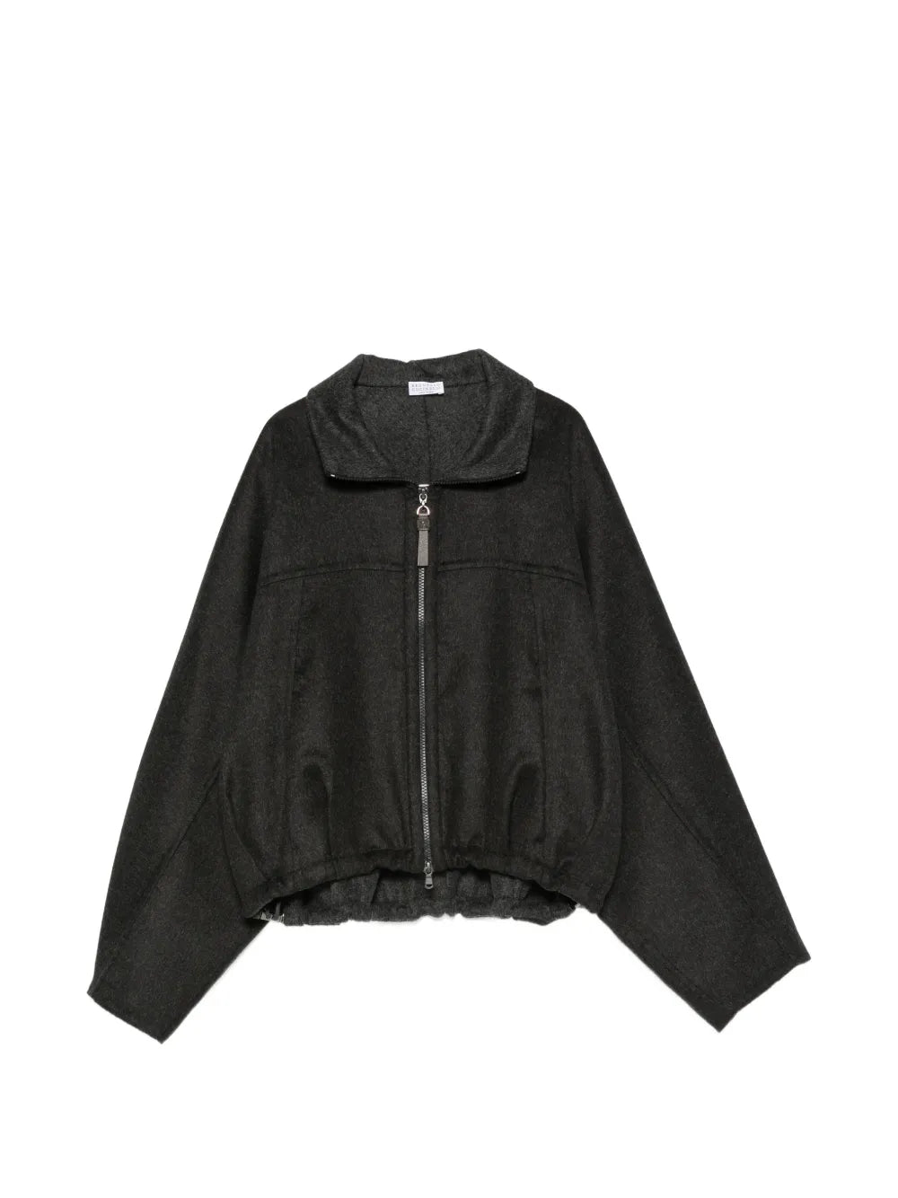 elasticated-hem zip-up bomber jacket