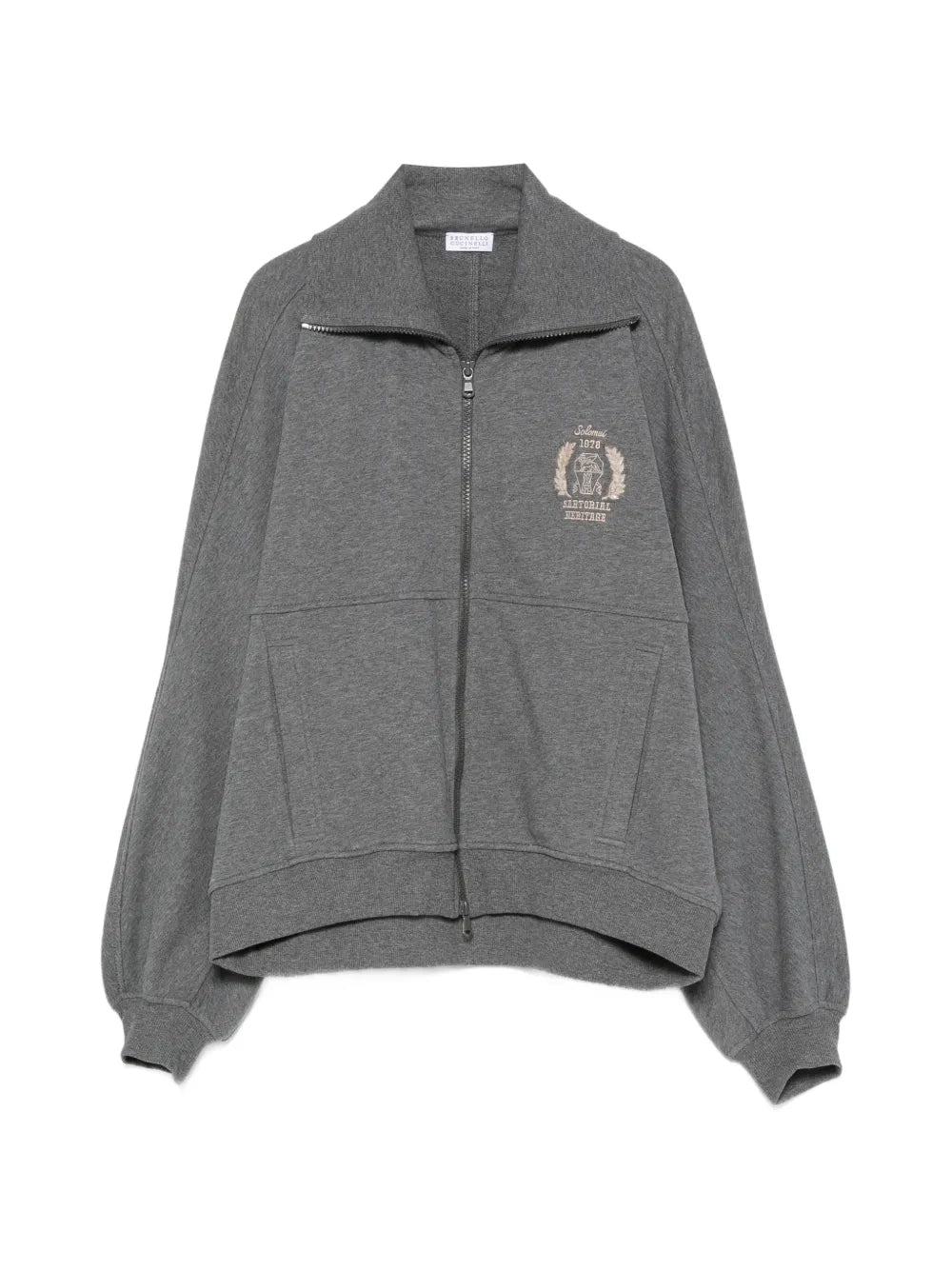 logo-embroidered zip-up hoodie