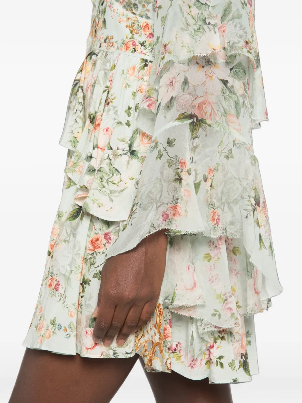 floral-print ruffled mini dress