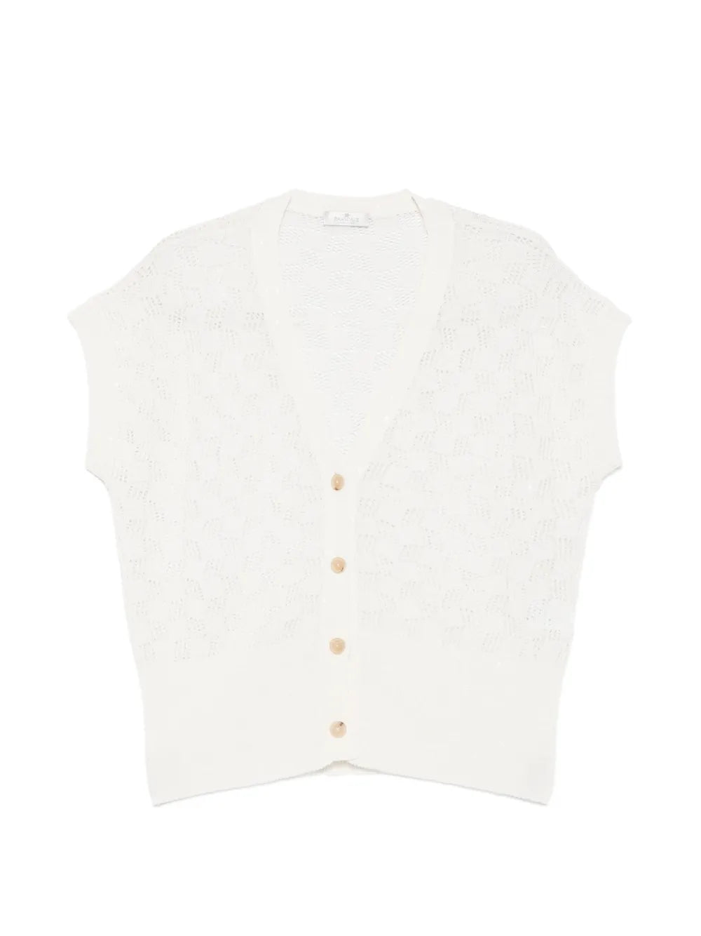 perforated-knit V-neck cardigan