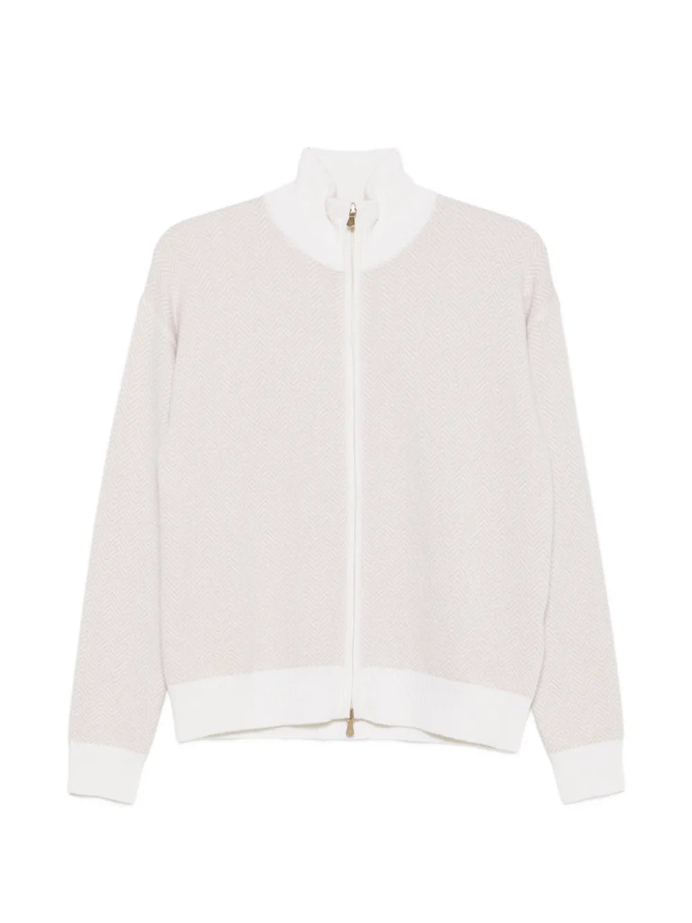 chevron-knit zip-up cardigan