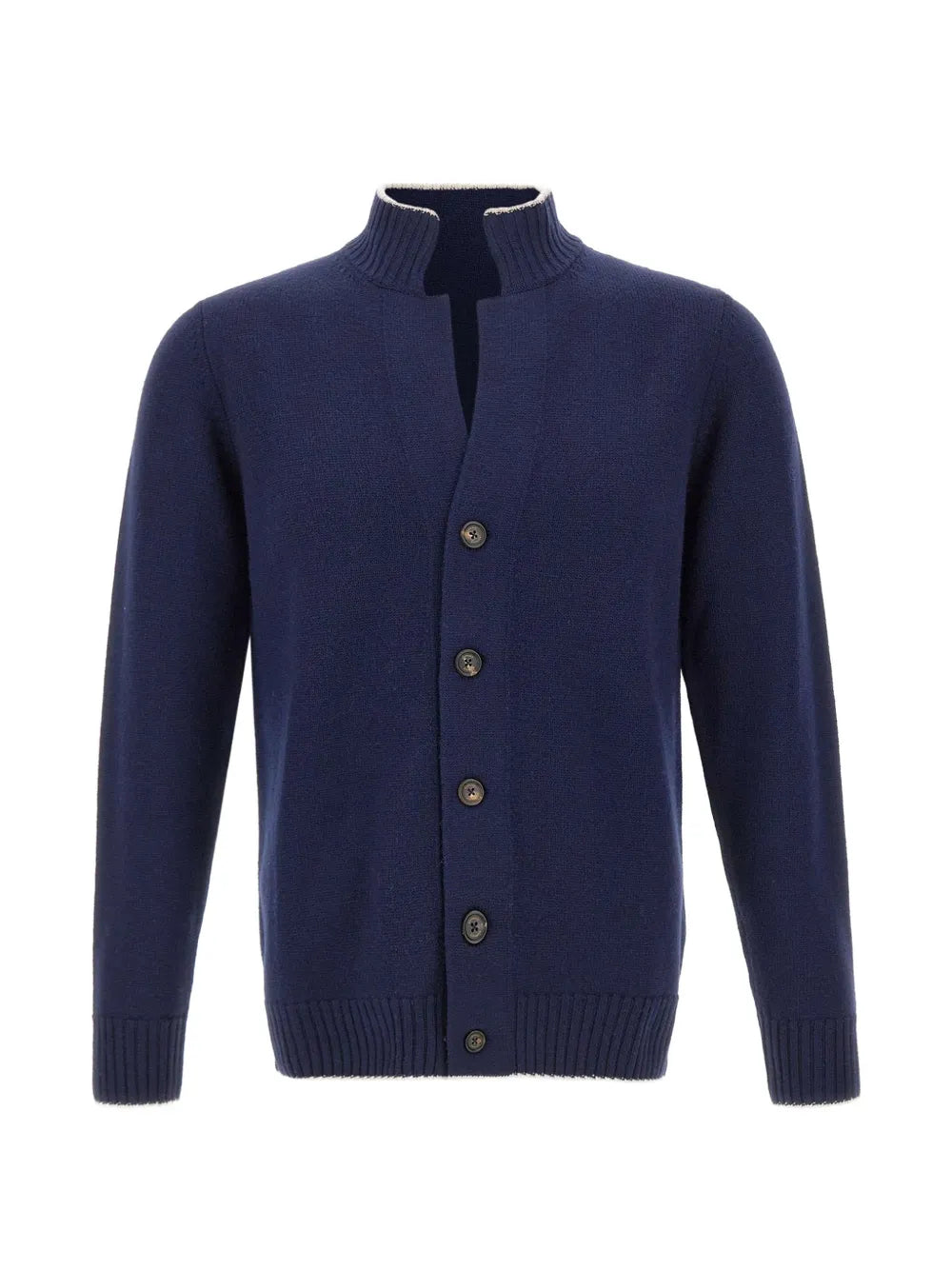 ribbed-trim button-up cardigan