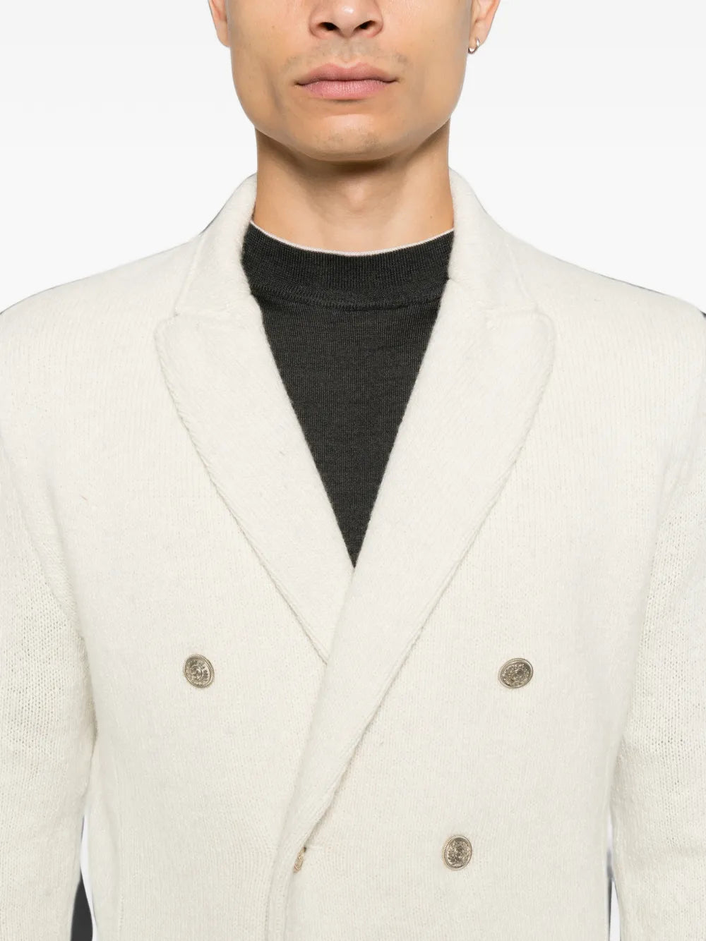 double-breasted knitted jacket