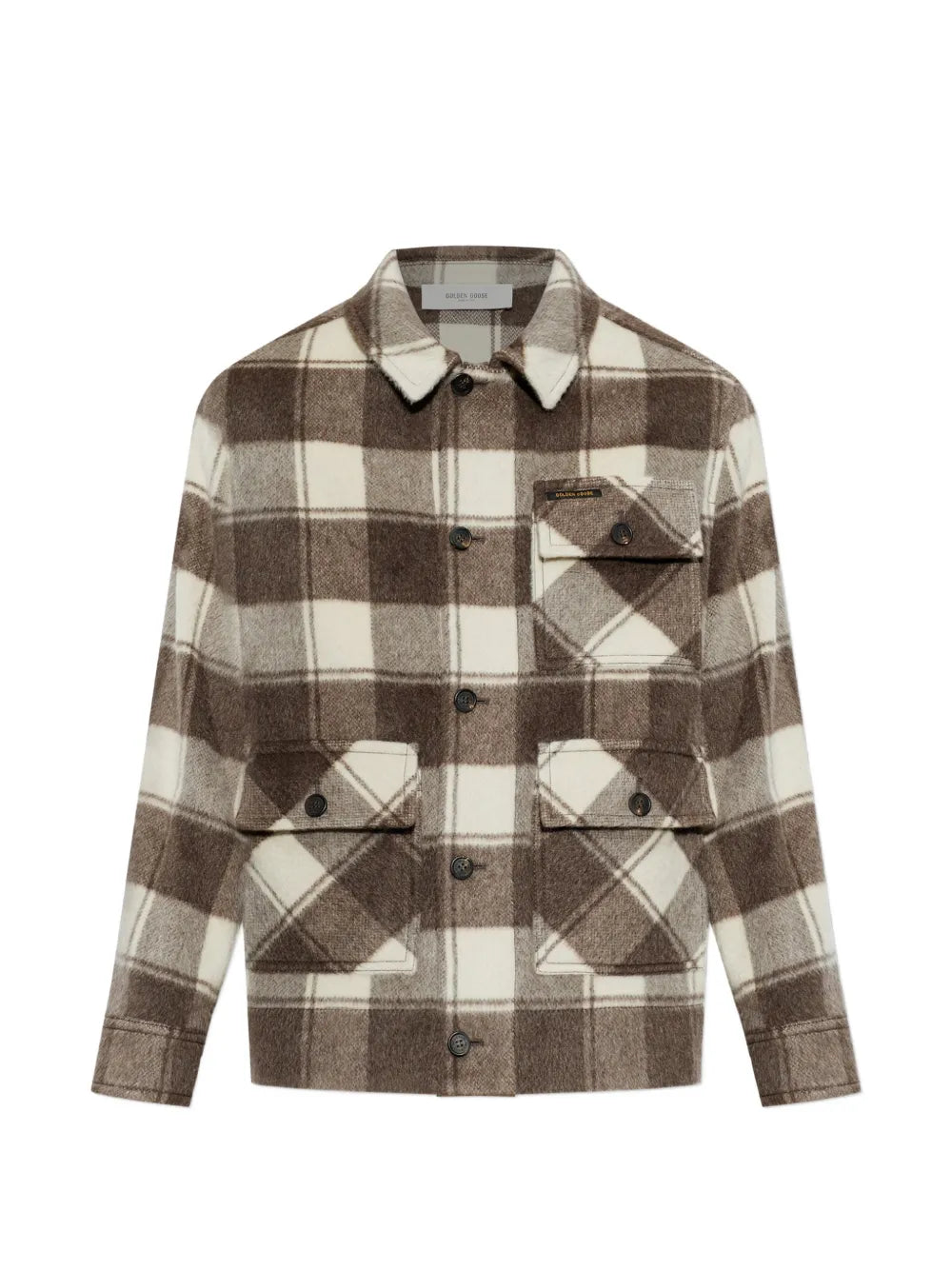check-pattern mohair-blend jacket