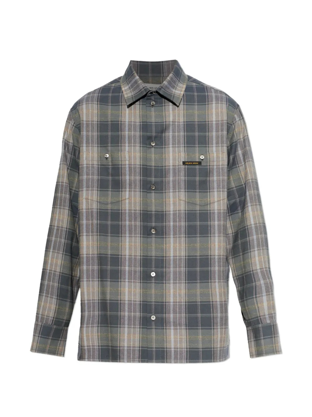 check-pattern logo-patch shirt