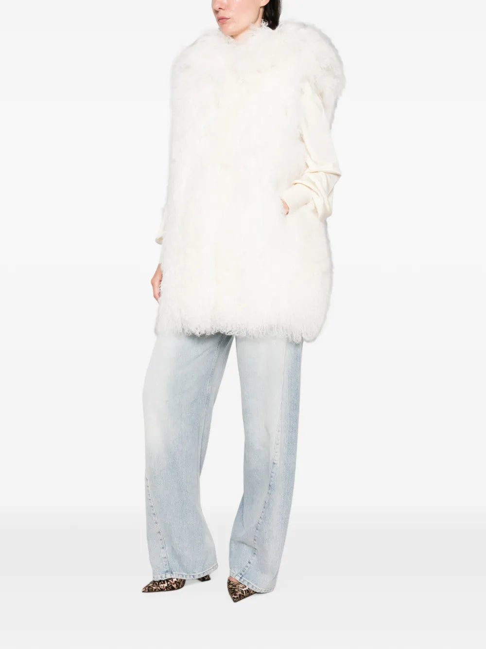 hooded shearling gilet