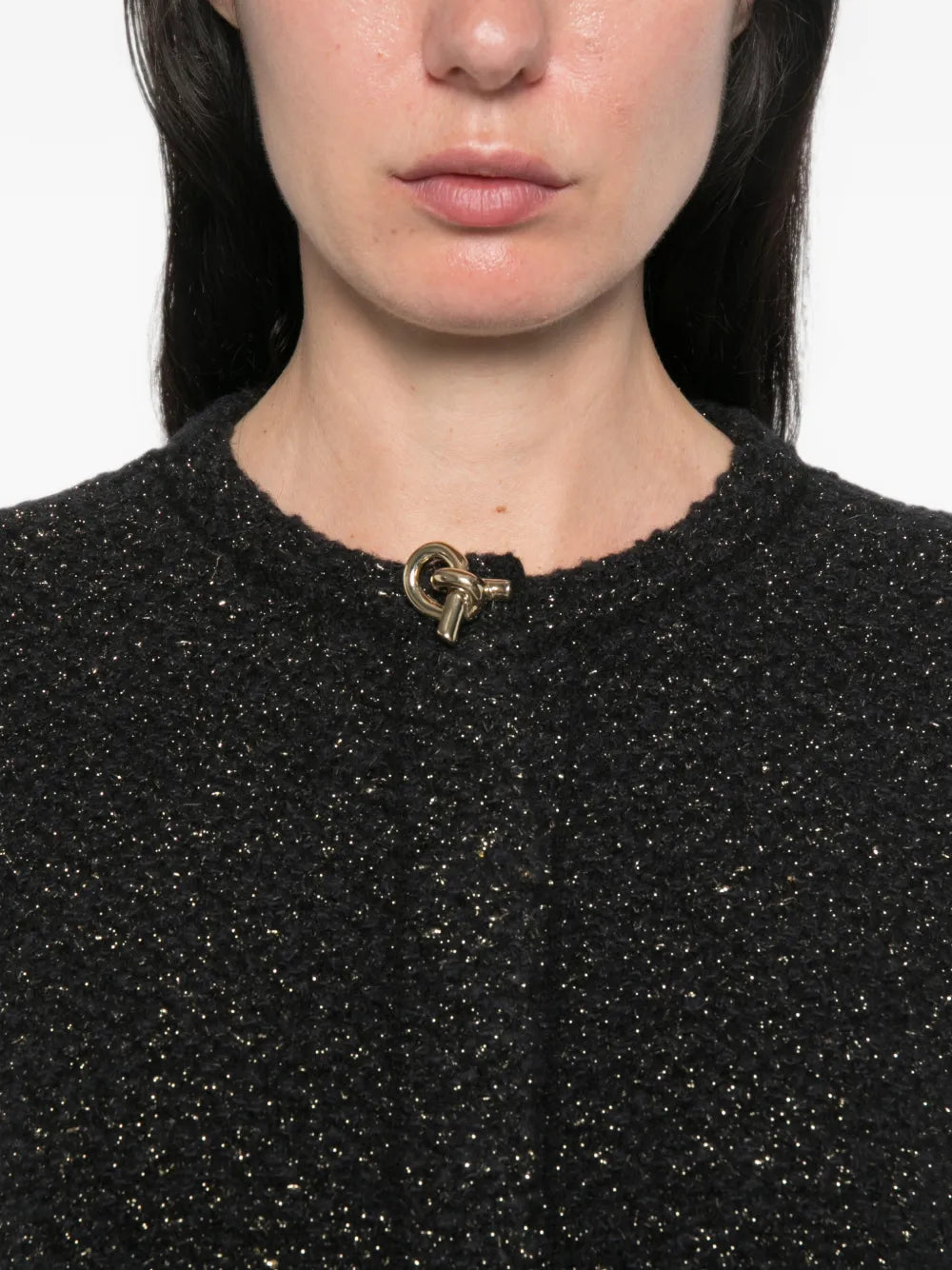 bouclé-knit metallic-thread jacket