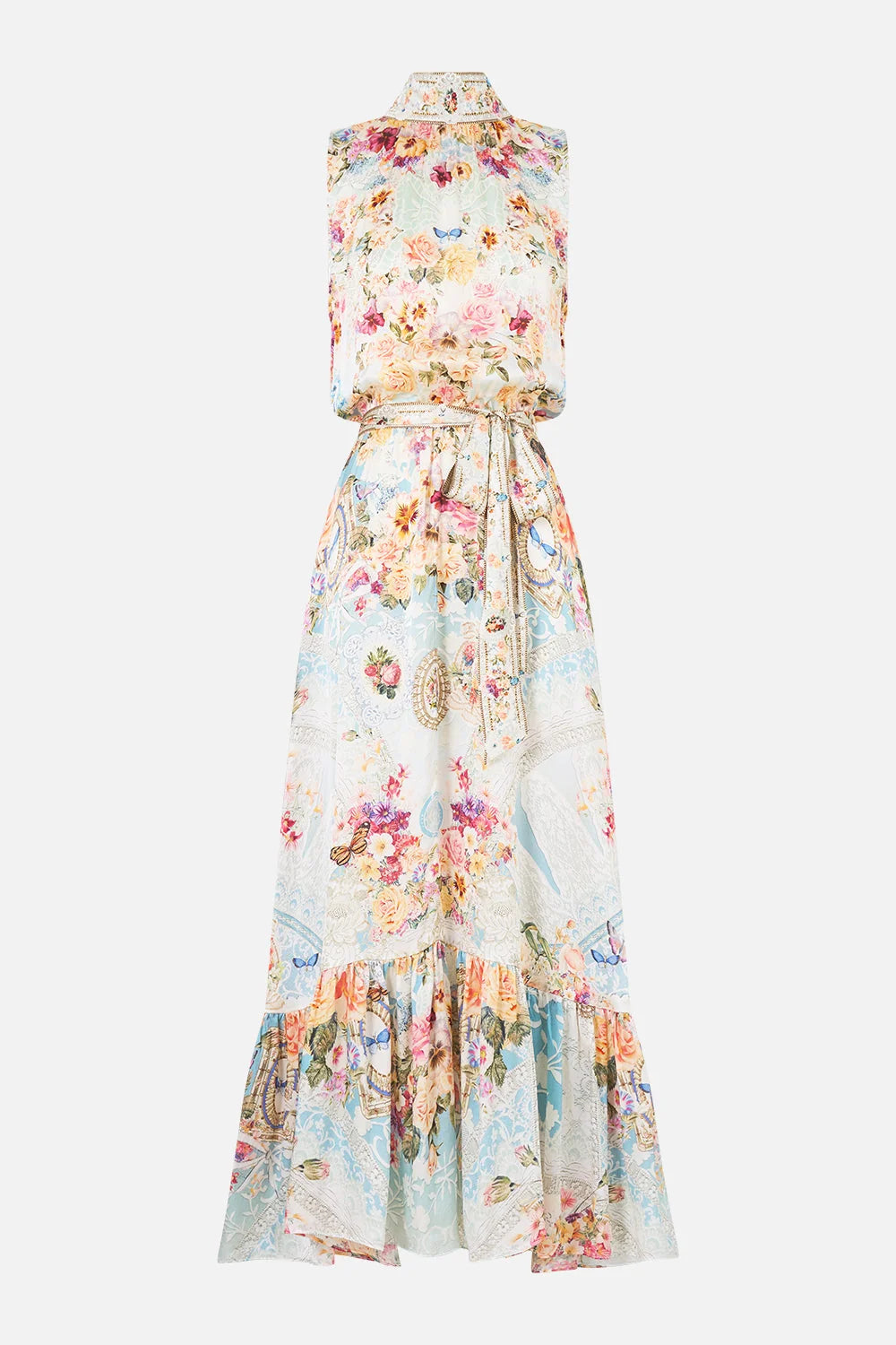floral-print silk dress