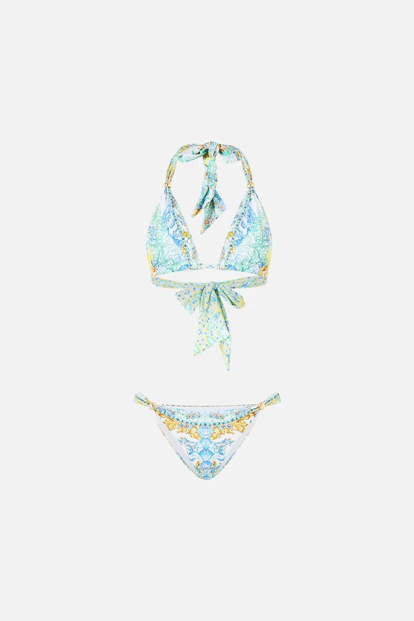 crystal-embellished floral-print bikini