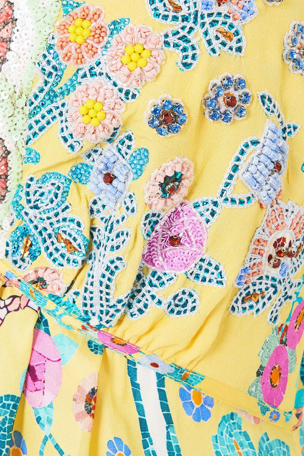 embellished floral-print dress