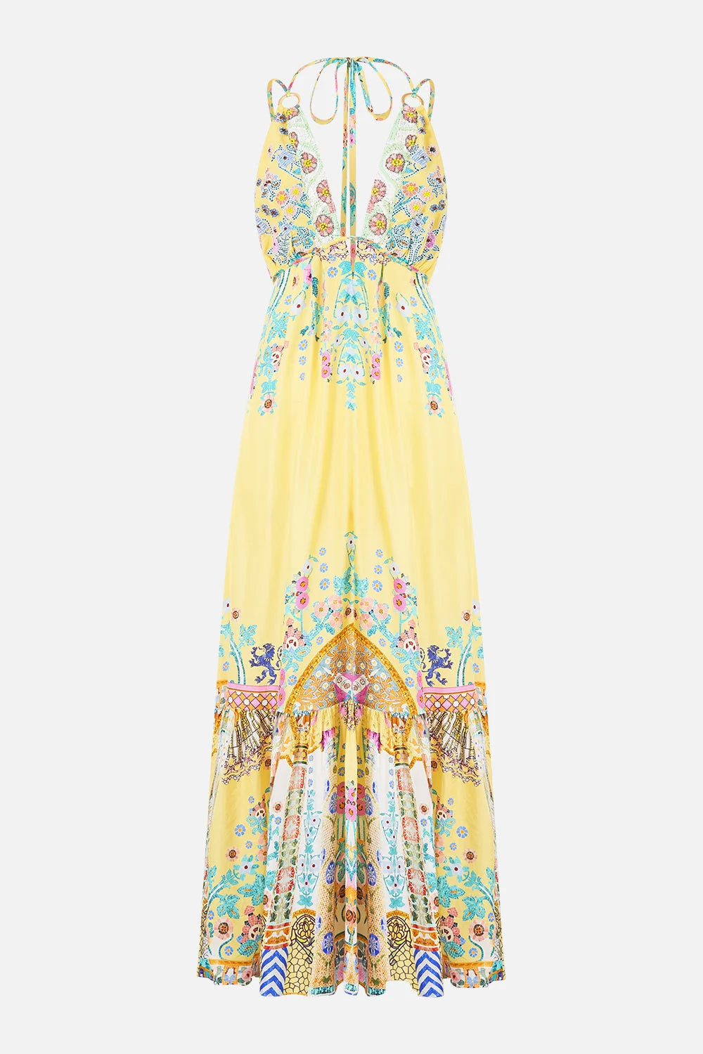 embellished floral-print dress