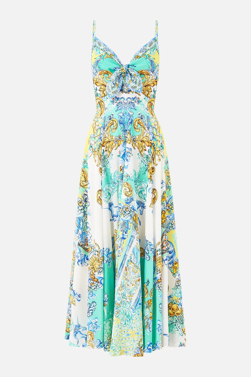 crystal-embellished tie-front dress