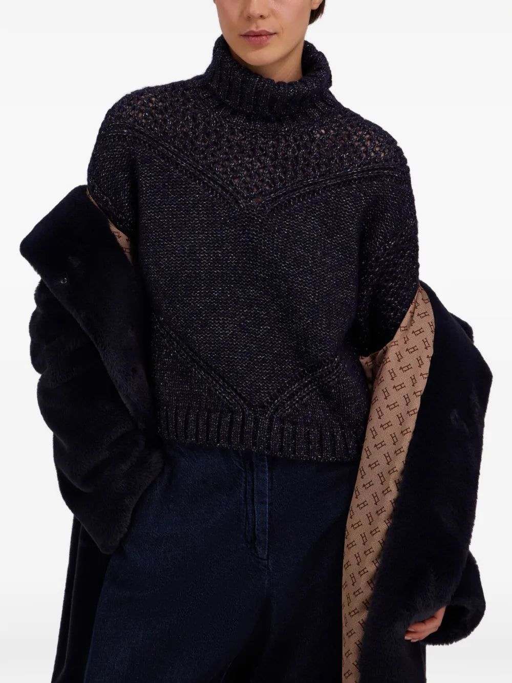 faux-fur high-collar coat