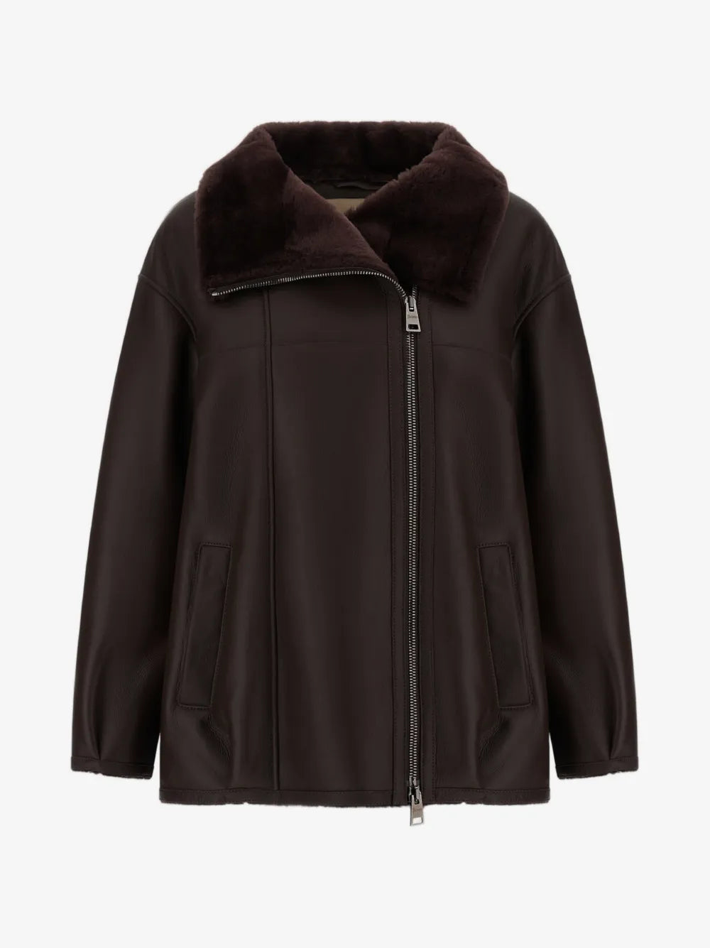 shearling-lined leather jacket