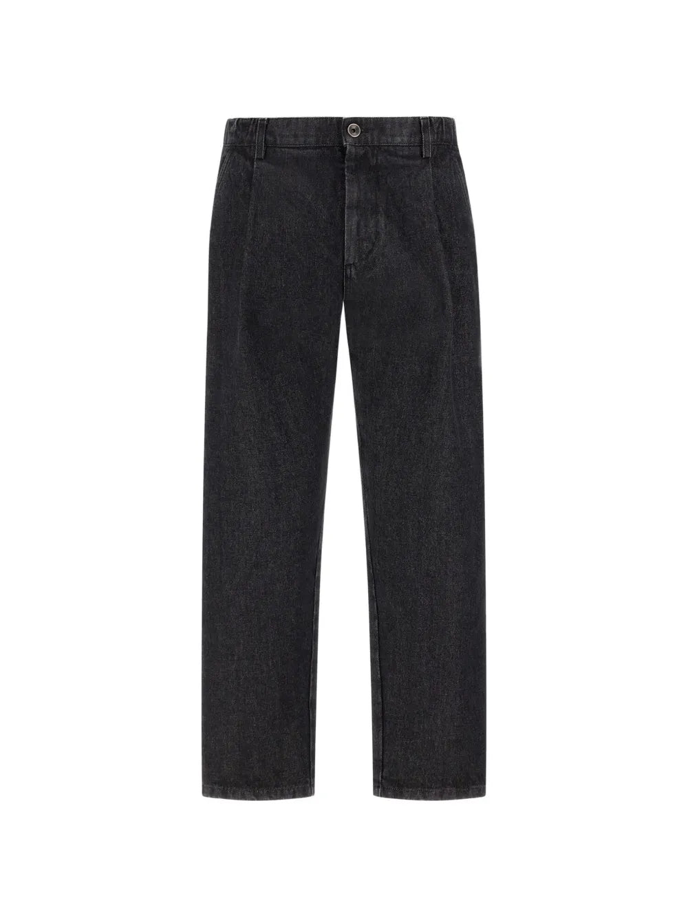 elasticated-waist straight-leg jeans