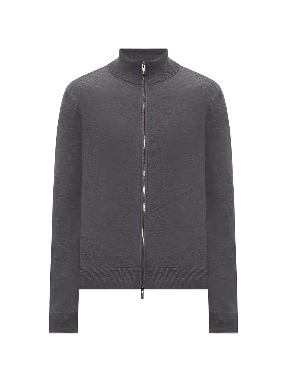 zip-up knitted sweater