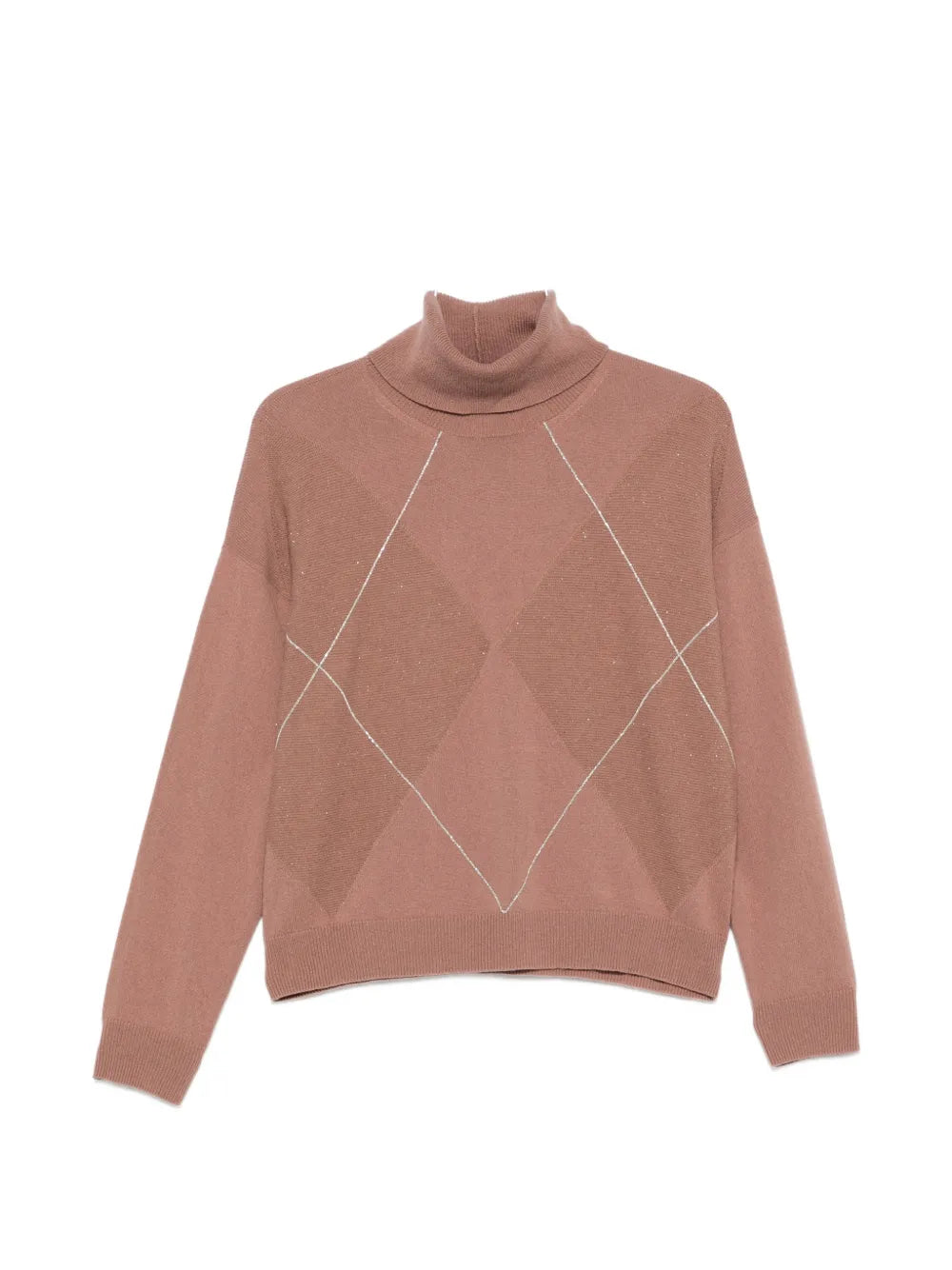 argyle-knit roll-neck sweater