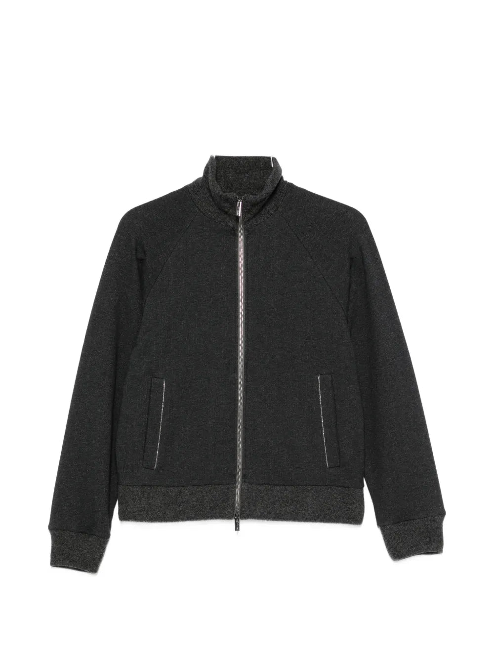 zip-up raglan-sleeve sweater