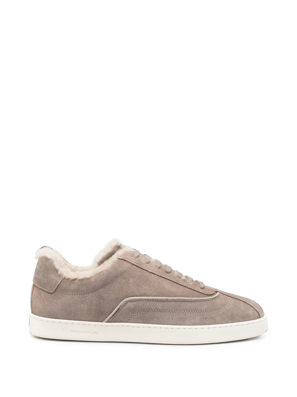 shearling-trim suede sneakers